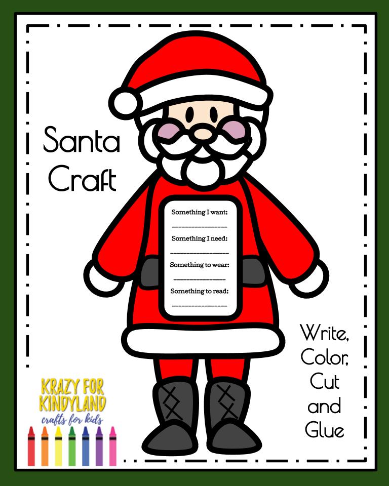 Santa Craft And Christmas List Writing Activity For Kindergarten