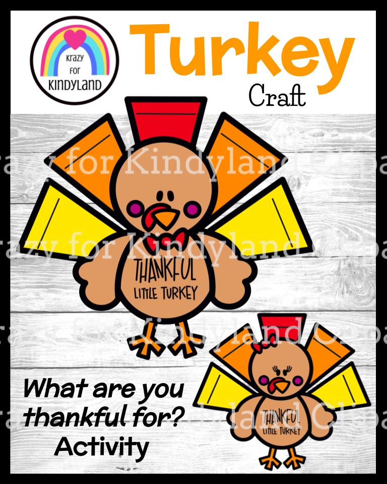 Turkey Craft and Thankful Writing Activity for Thanksgiving