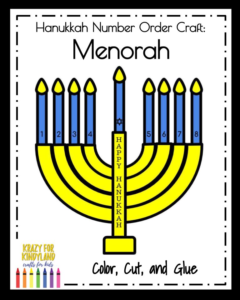 Hanukkah Menorah Craft With Number Identification Order And Counting Activity